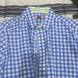 Robert Graham Blue and White Checkered Dress Shirt